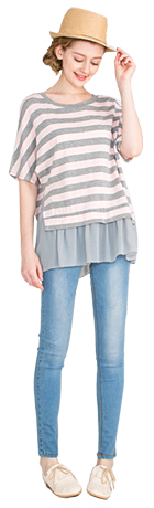 這是MOBO米果服飾，夏日大好評！單寧特輯的MODEL照